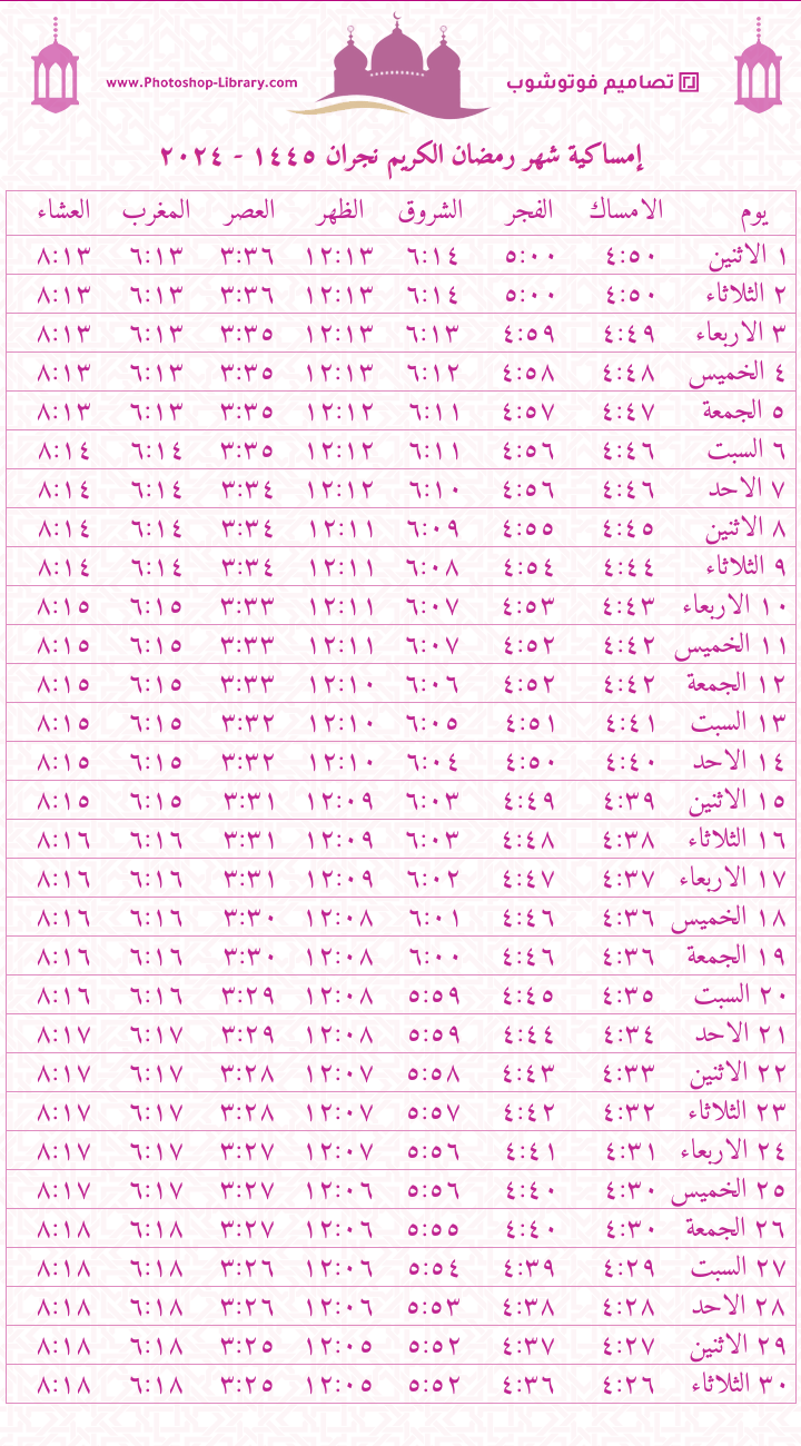 امساكية رمضان نجران: دليل شامل للصيام في نجران